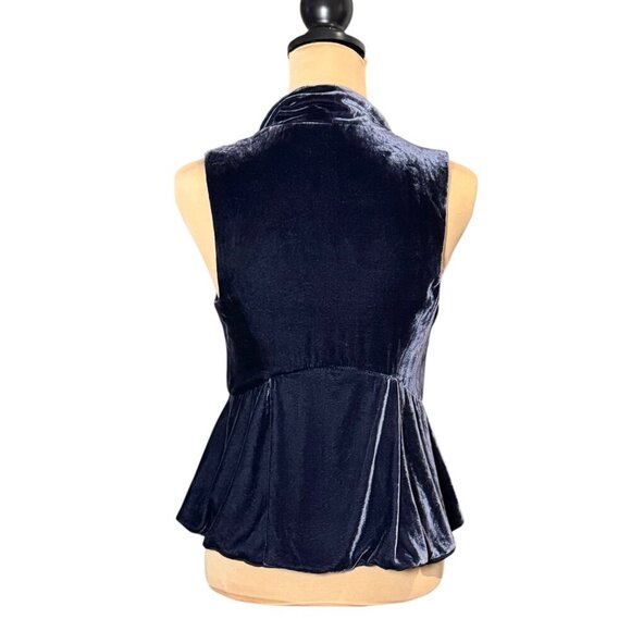 Theory Velvet Draped Vest Sz S Blue Peplum Boho Whimsigoth Witchy Artsy - Picture 4 of 15